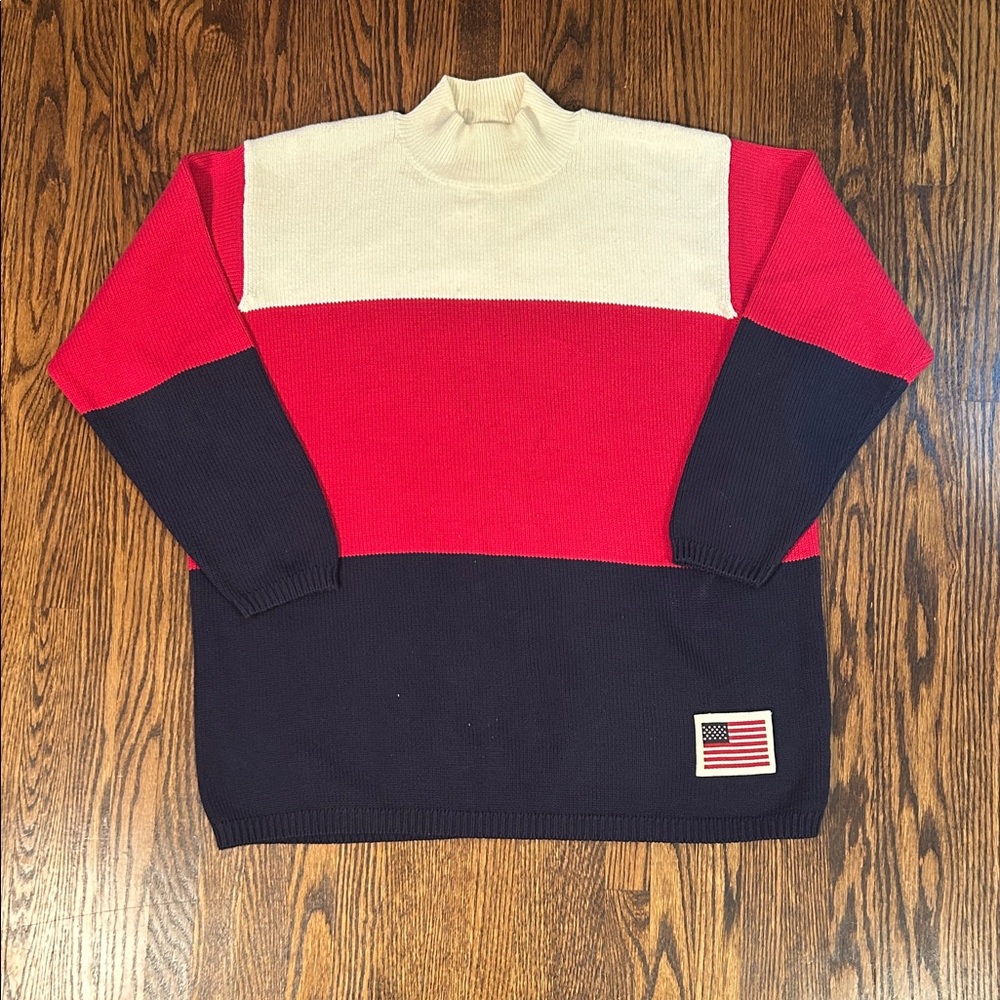 Vintage 90s Knit American Flag Striped Sweater
